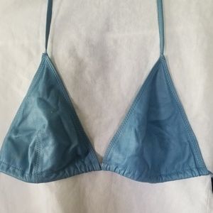 J Crew blue leather halter
